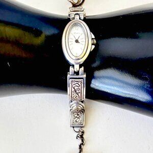 Brighton Silver Bella Fiore Watch Works New Battery - RETIRED
